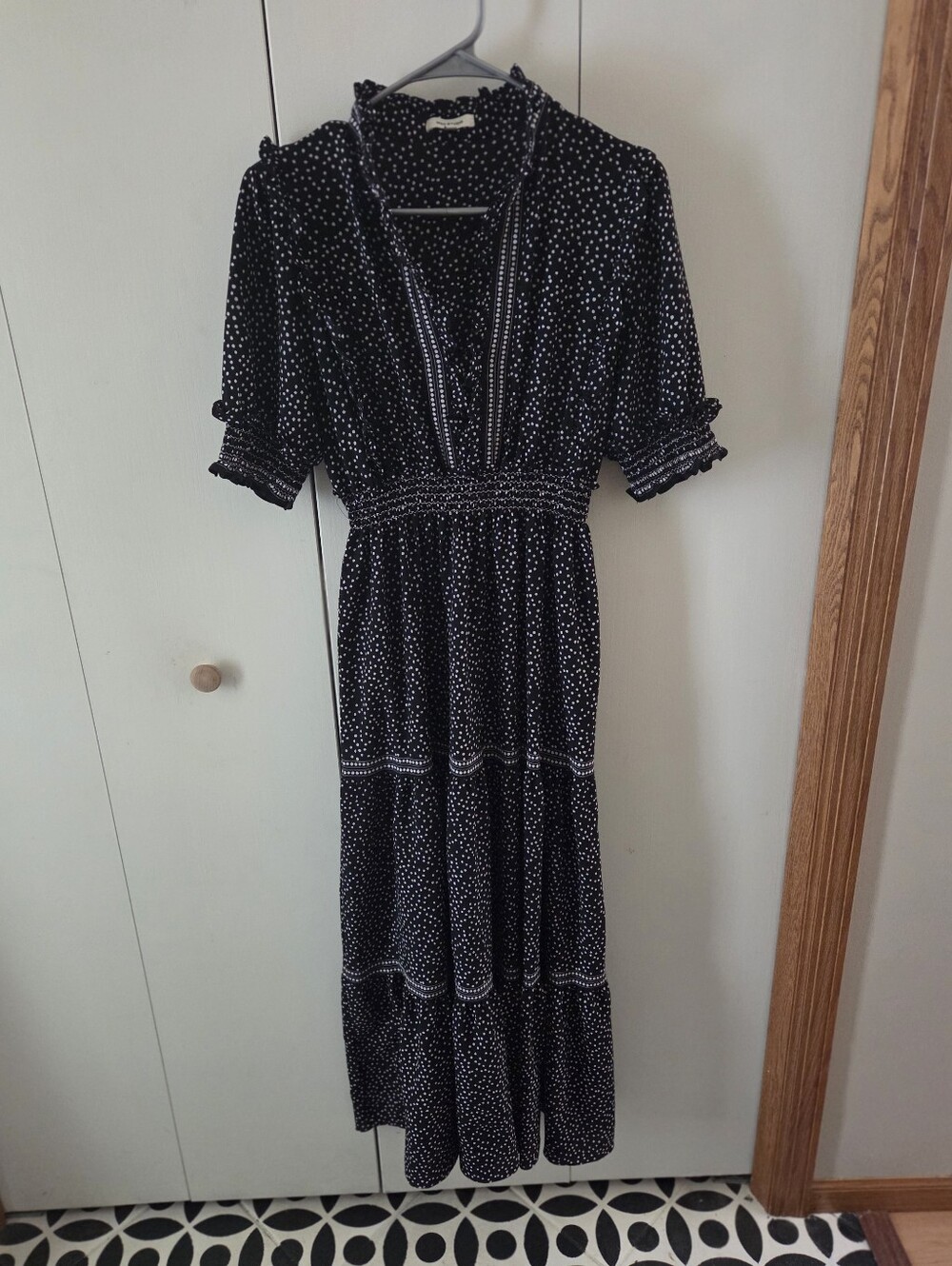 Max Studio Black and White Polka Dot Maxi Dress